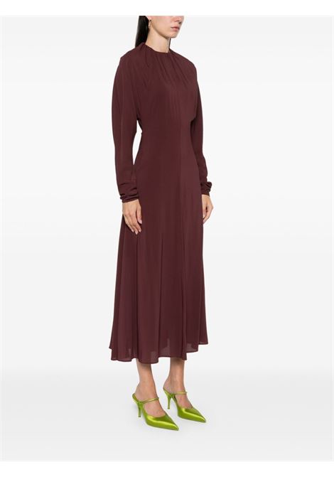 Burgundy pleat-detail midi dress Philosophy di Lorenzo Serafini - women PHILOSOPHY DI LORENZO SERAFINI | 042171190106